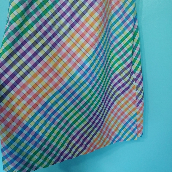 J. Crew Tie Neck Rainbow Gingham Cotton A-line Sleeveless Dress Size 2P - Picture 8 of 15